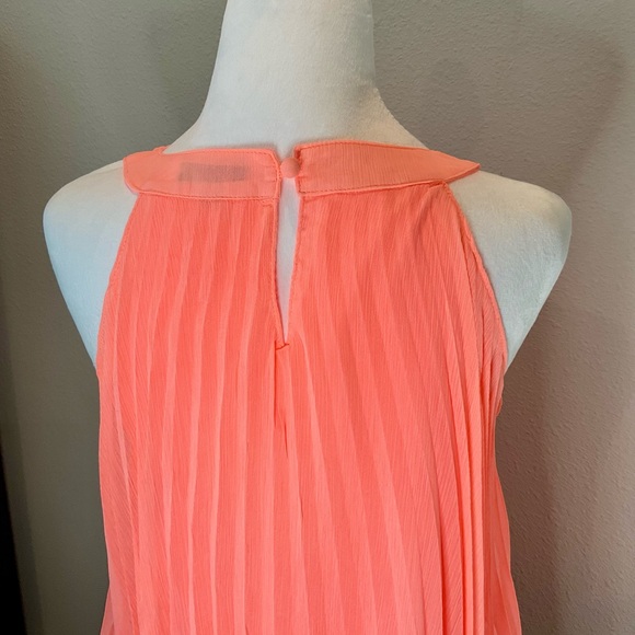 Ontwelfth Halter Style Sleeveless Pleated Blouse - Bright Coral - Picture 3 of 10